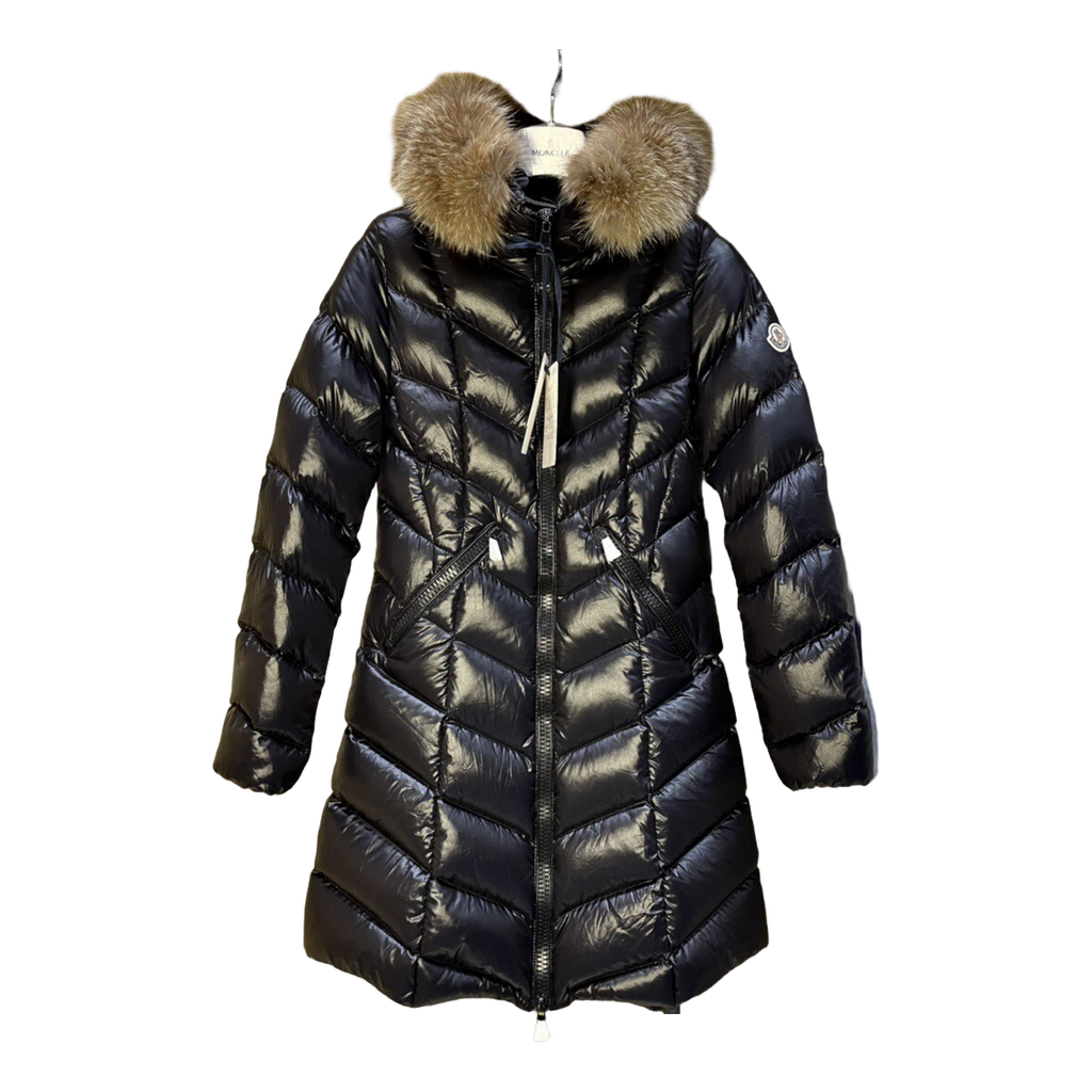 Moncler Fulmarus Chevron-Quilted Hooded Puffer Coat – Black Geometric Quilt Premium Down