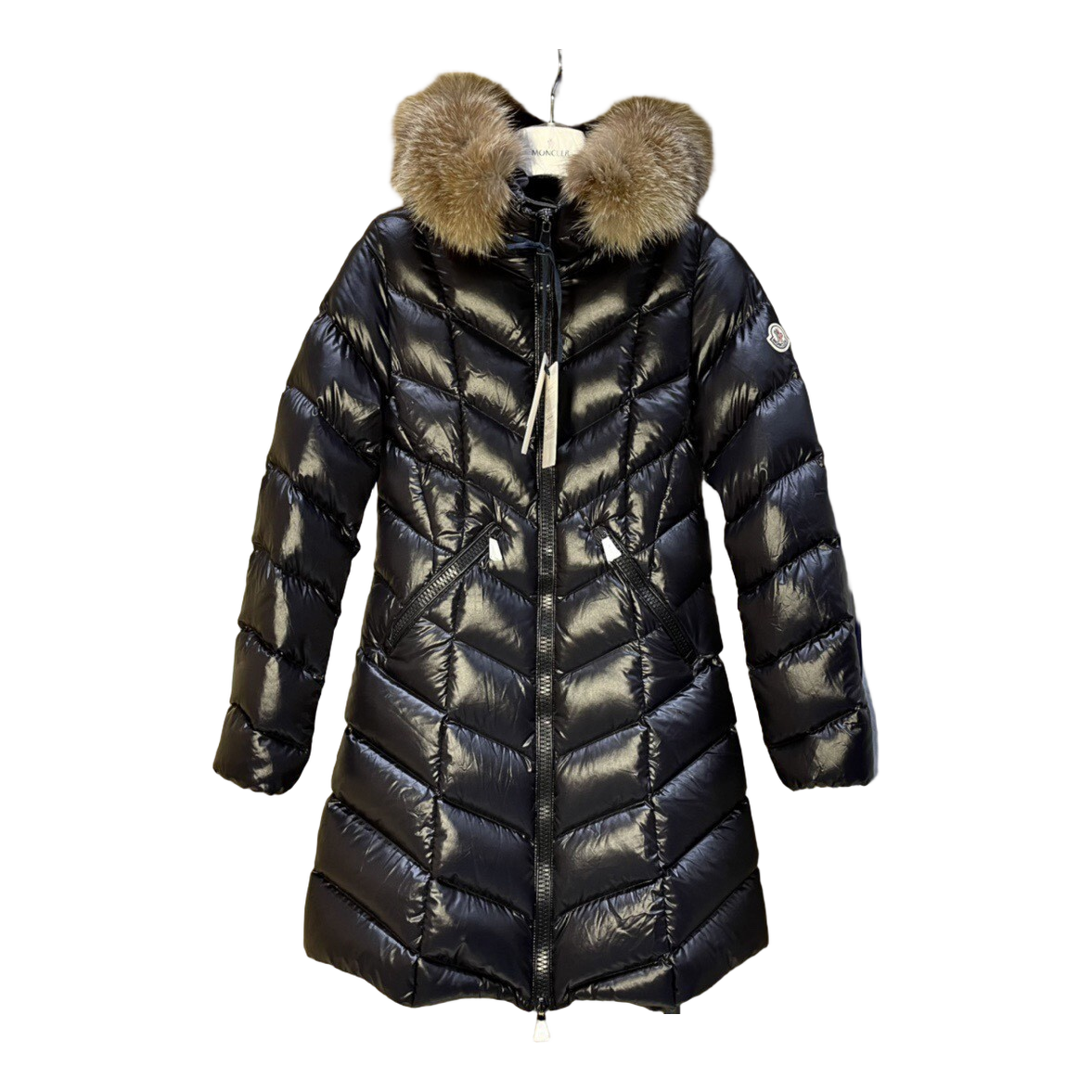 Moncler Fulmarus Chevron-Quilted Hooded Puffer Coat – Black Geometric Quilt Premium Down