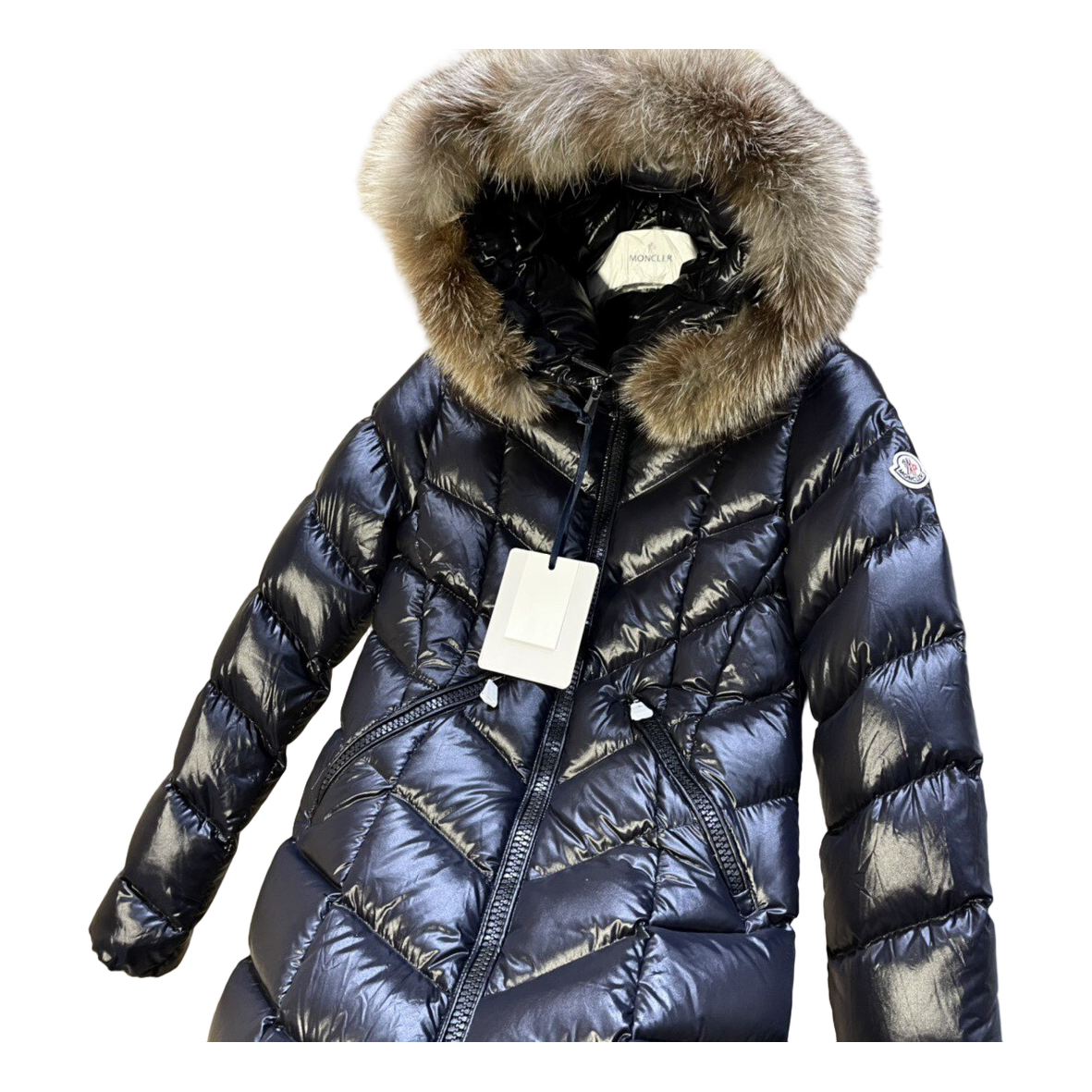 Moncler Fulmarus Chevron-Quilted Hooded Puffer Coat – Black Geometric Quilt Premium Down