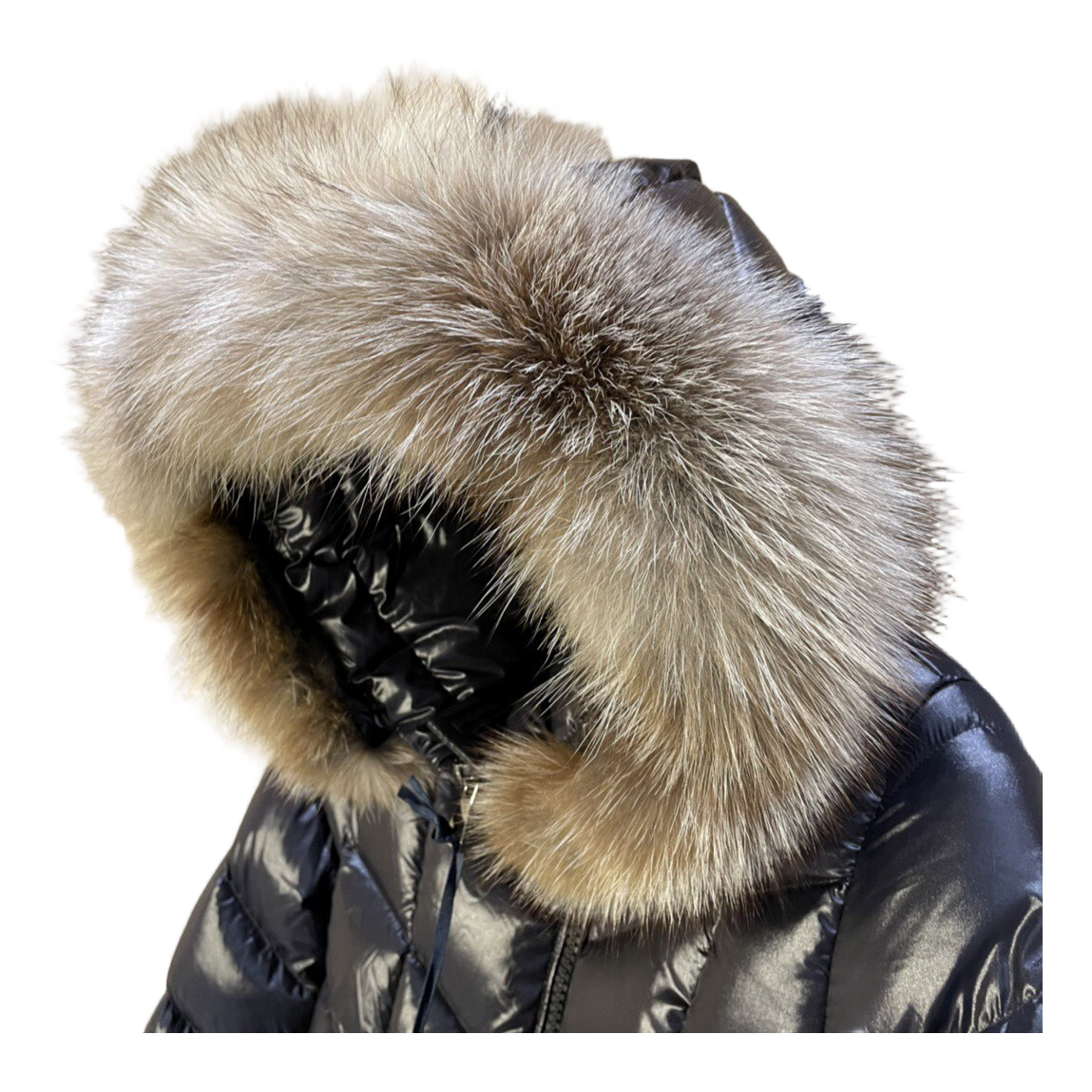 Moncler Fulmarus Chevron-Quilted Hooded Puffer Coat – Black Geometric Quilt Premium Down