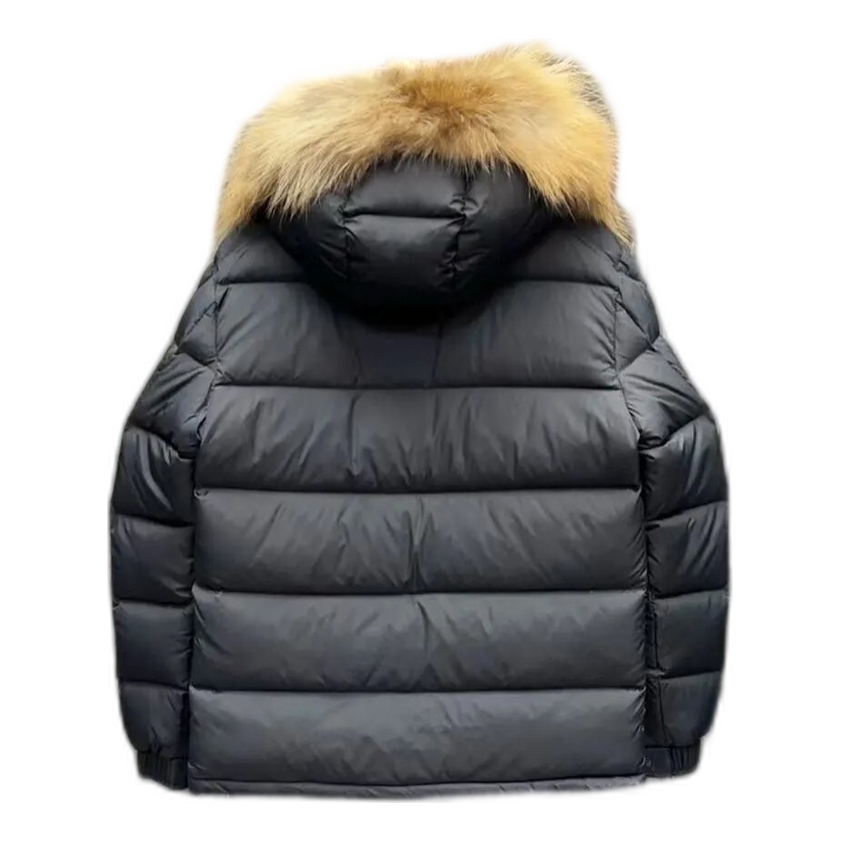Moncler Fur-Trim Hooded Short Puffer Jacket – Black Cropped Premium Down