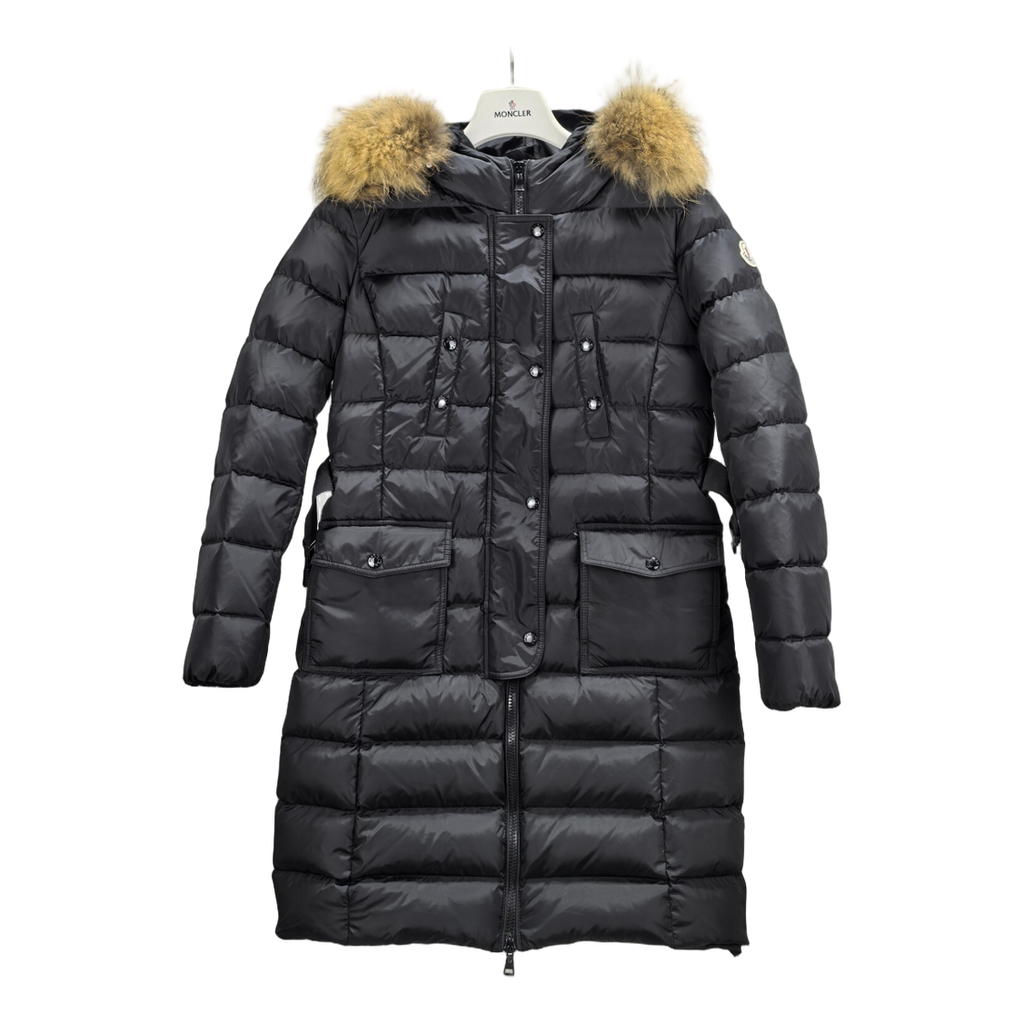 Moncler Four-Pocket Fur-Trim Hooded Long Puffer Coat – Black Utility Luxury Premium Down