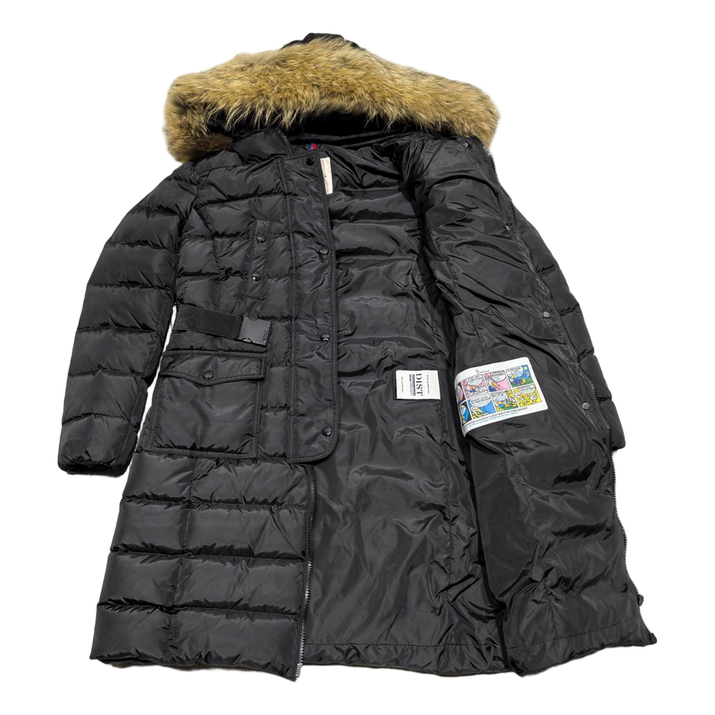 Moncler Four-Pocket Fur-Trim Hooded Long Puffer Coat – Black Utility Luxury Premium Down