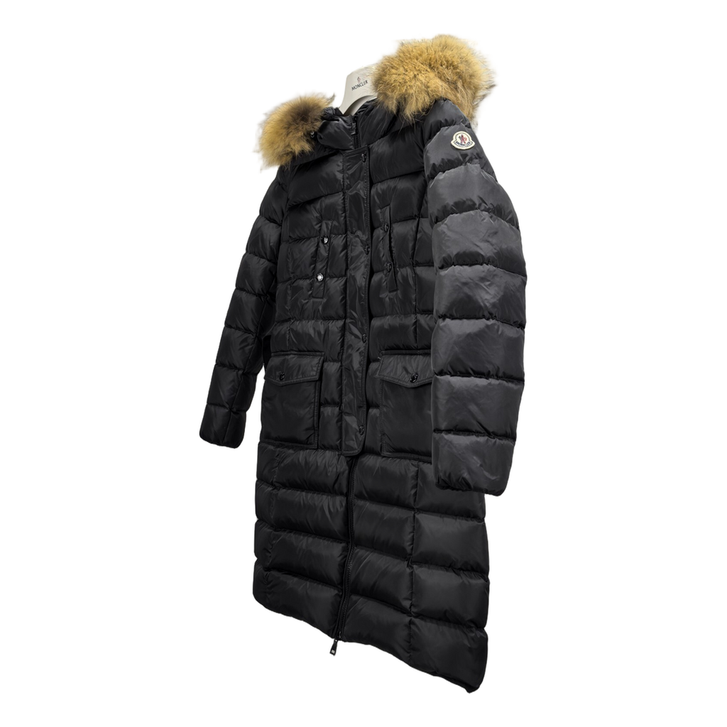 Moncler Four-Pocket Fur-Trim Hooded Long Puffer Coat – Black Utility Luxury Premium Down