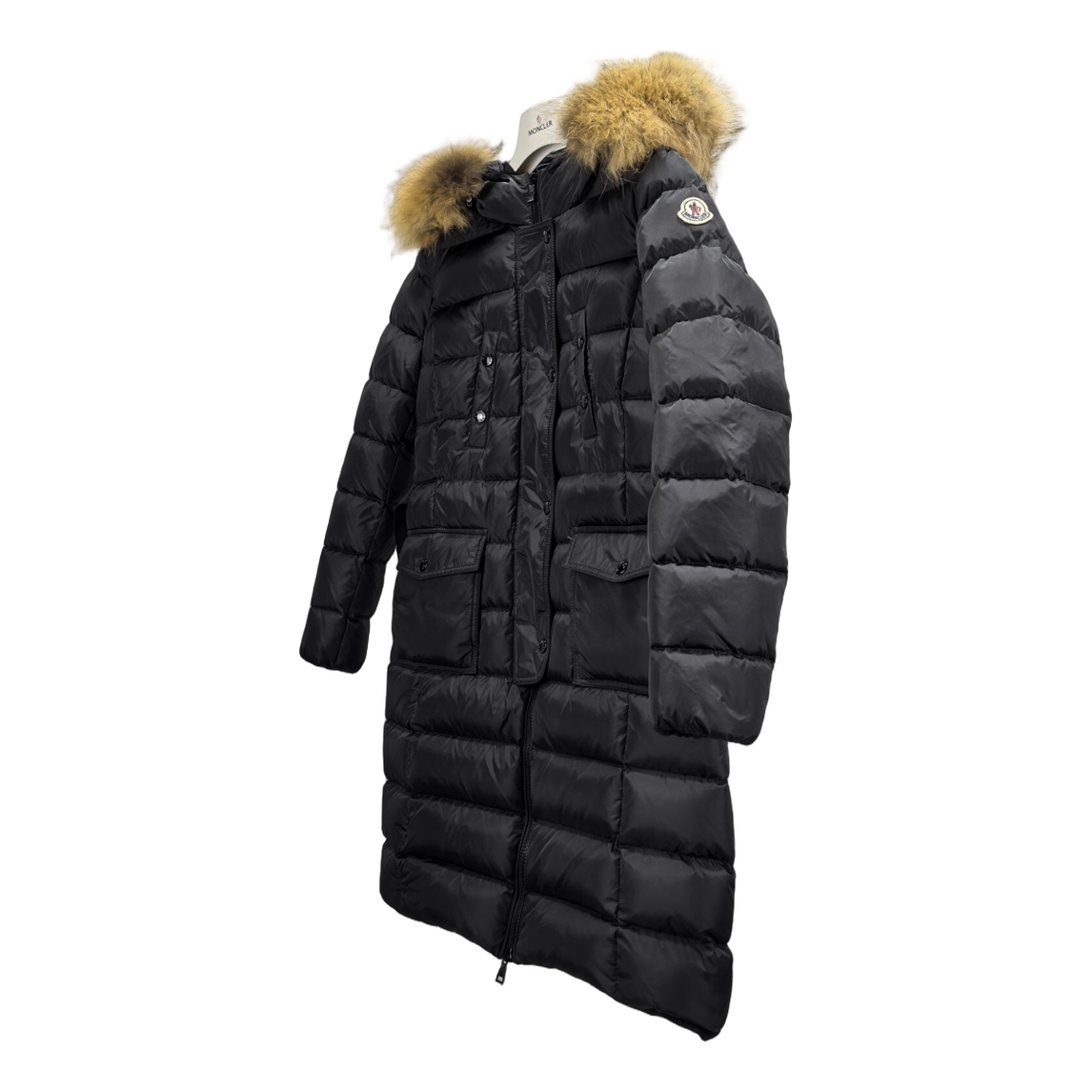 Moncler Four-Pocket Fur-Trim Hooded Long Puffer Coat – Black Utility Luxury Premium Down