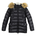Moncler Four-Pocket Belted Fur-Trim Puffer Jacket – Black Belted Fur Trim Premium Down