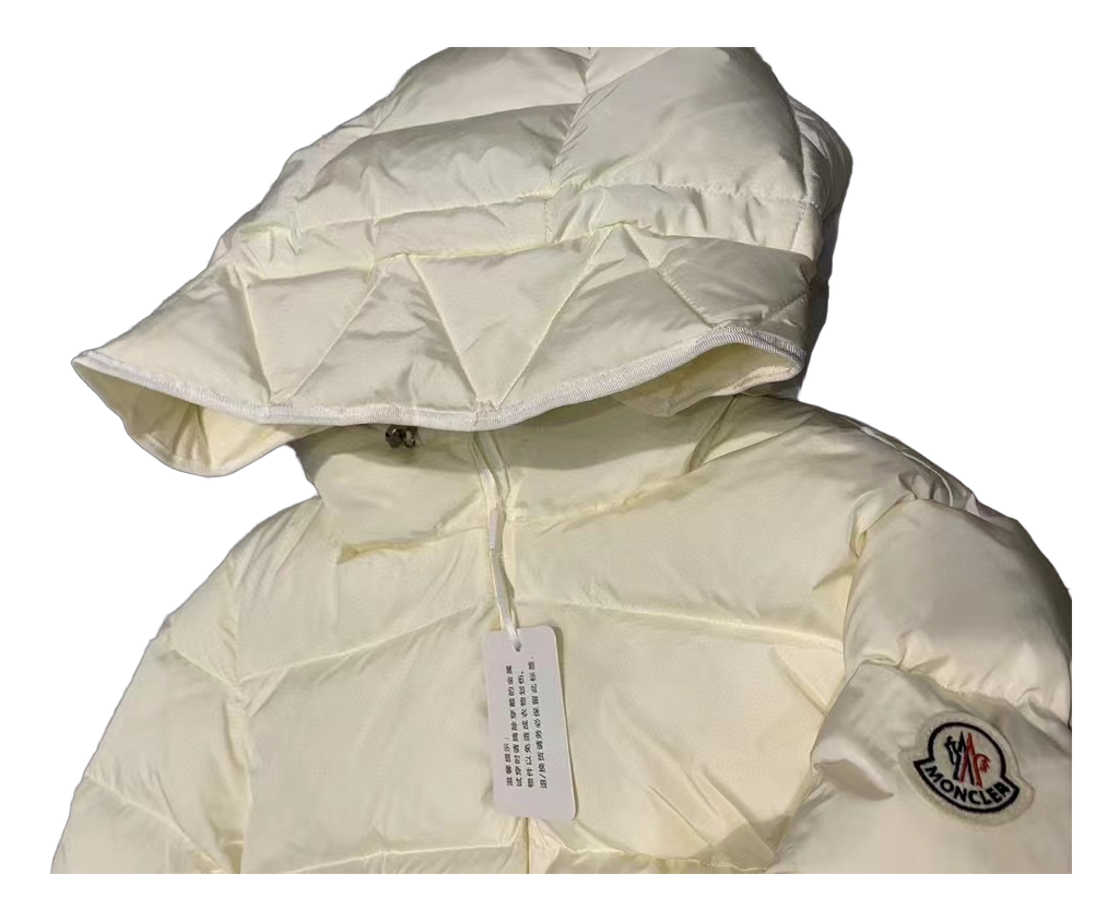 Moncler Fitted Hooded Short Puffer Jacket – Ivory Cropped Fitted Premium Down