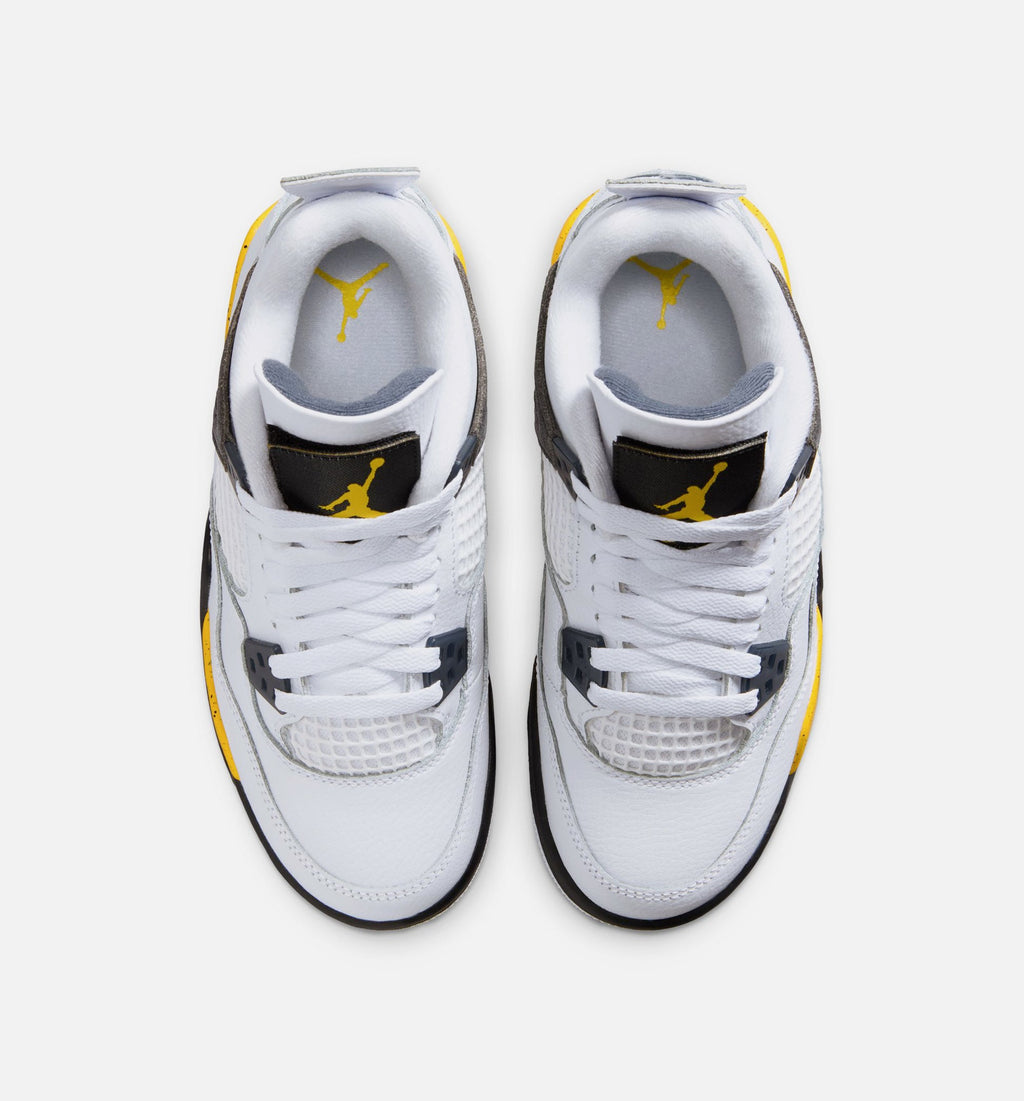 Air Jordan 4 Retro Rare Air Tour Yellow Big Kids' Lifestyle Shoes - White/Dark Blue Grey/Black/Tour Yellow