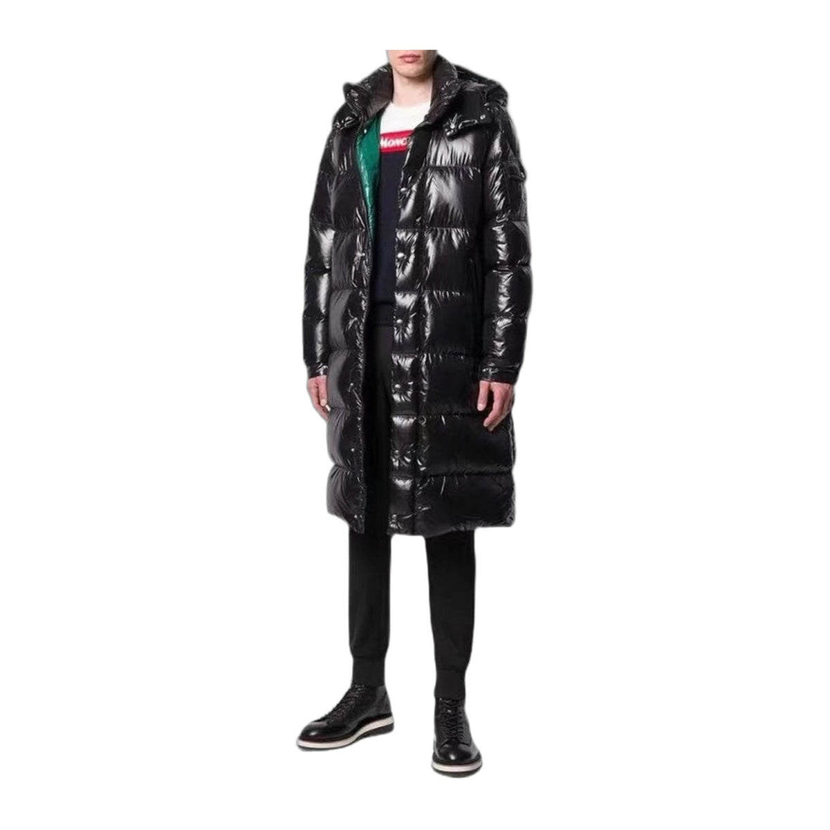 Moncler Hanoverian Glossy Hooded Long Puffer Coat – High-Shine Premium Down