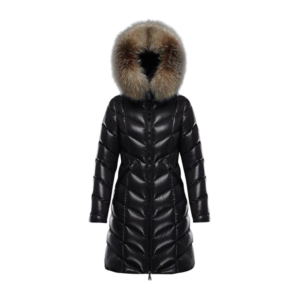Moncler Fulmarus Chevron-Quilted Fur-Trim Long Coat – Chevron Quilt Fur Trim Premium Down