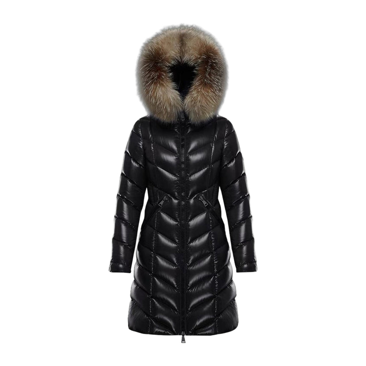 Moncler Fulmarus Chevron-Quilted Fur-Trim Long Coat – Chevron Quilt Fur Trim Premium Down
