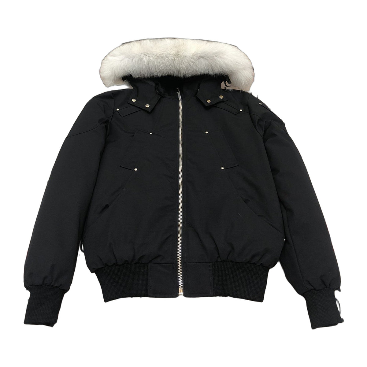 Moose Knuckles Men's Ballistic Shearling-Trim Bomber Jacket – Black