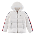Moncler Tricolour Sleeve-Stripe Glossy Hooded Puffer Jacket