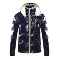 Moncler Contrast-Trim Glossy Hooded Puffer Jacket – Contrast Trim Glossy Shell Premium Down