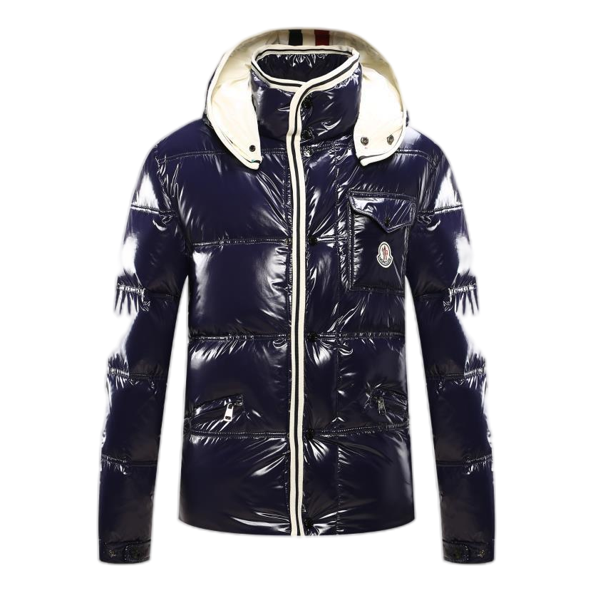 Moncler Contrast-Trim Glossy Hooded Puffer Jacket – Contrast Trim Glossy Shell Premium Down
