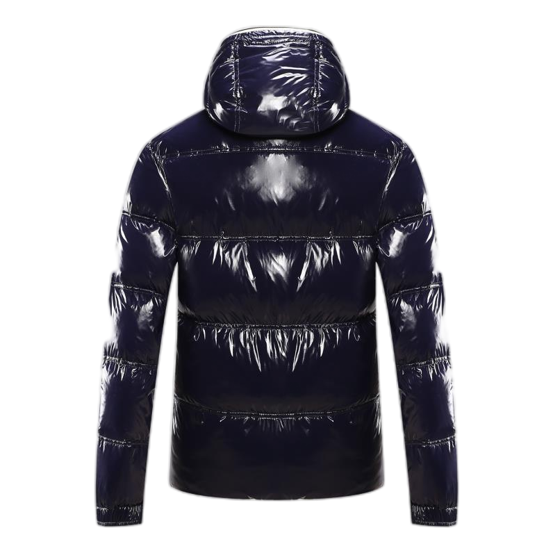 Moncler Contrast-Trim Glossy Hooded Puffer Jacket – Contrast Trim Glossy Shell Premium Down