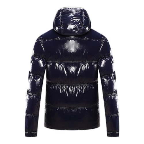 Moncler Contrast-Trim Glossy Hooded Puffer Jacket – Contrast Trim Glossy Shell Premium Down