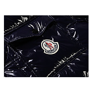 Moncler Contrast-Trim Glossy Hooded Puffer Jacket – Contrast Trim Glossy Shell Premium Down