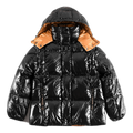 Moncler Copper-Lined Glossy Short Puffer Jacket – Black Copper Lining Glossy Shell