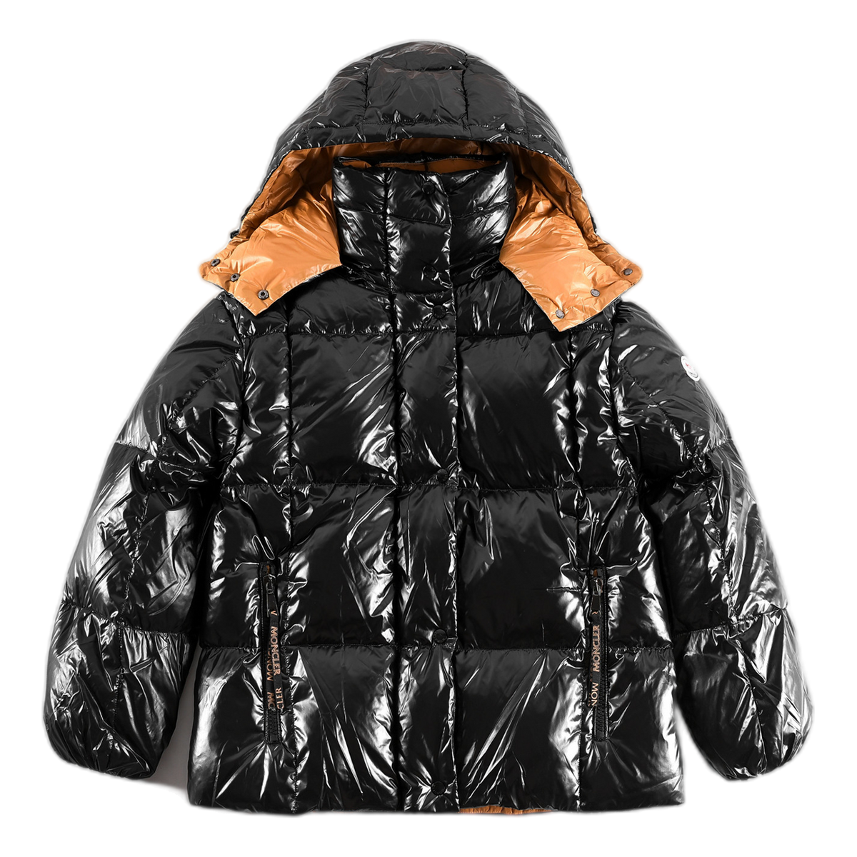 Moncler Copper-Lined Glossy Short Puffer Jacket – Black Copper Lining Glossy Shell