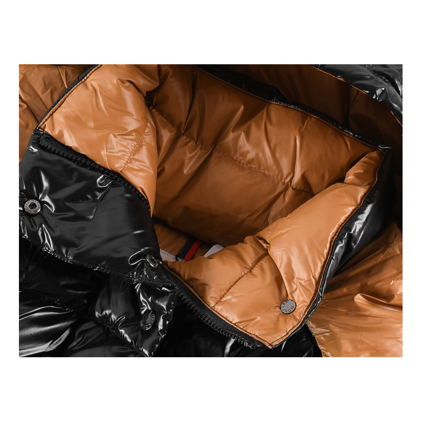 Moncler Copper-Lined Glossy Short Puffer Jacket – Black Copper Lining Glossy Shell