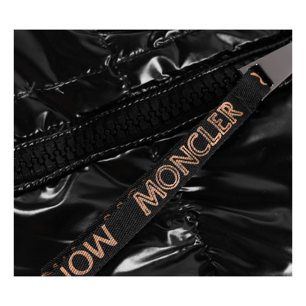 Moncler Copper-Lined Glossy Short Puffer Jacket – Black Copper Lining Glossy Shell