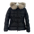 Moncler Cinched-Waist Fur-Trim Hooded Puffer Jacket – Black Cinched Waist Fur Trim Hood