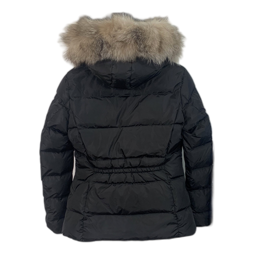 Moncler Cinched-Waist Fur-Trim Hooded Puffer Jacket – Black Cinched Waist Fur Trim Hood