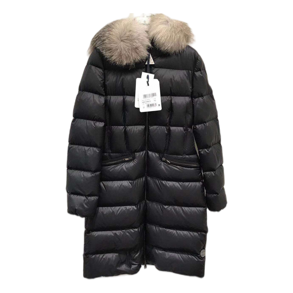 Moncler Four-Pocket Fur-Trim Hooded Long Puffer Coat – Black Four Pockets Premium Down