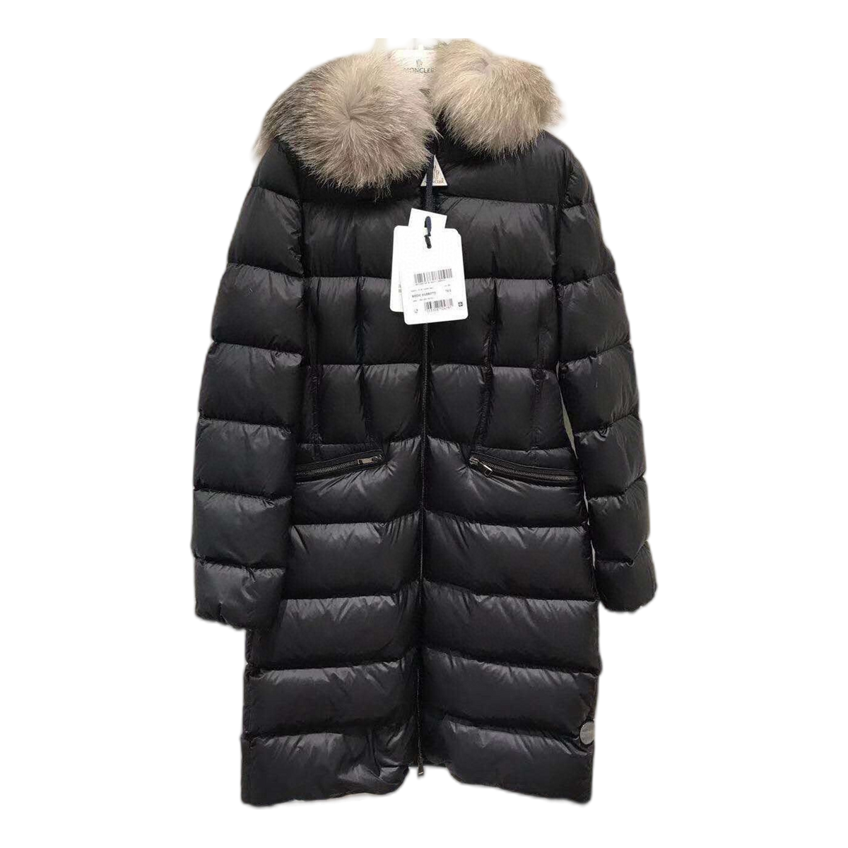 Moncler Four-Pocket Fur-Trim Hooded Long Puffer Coat – Black Four Pockets Premium Down