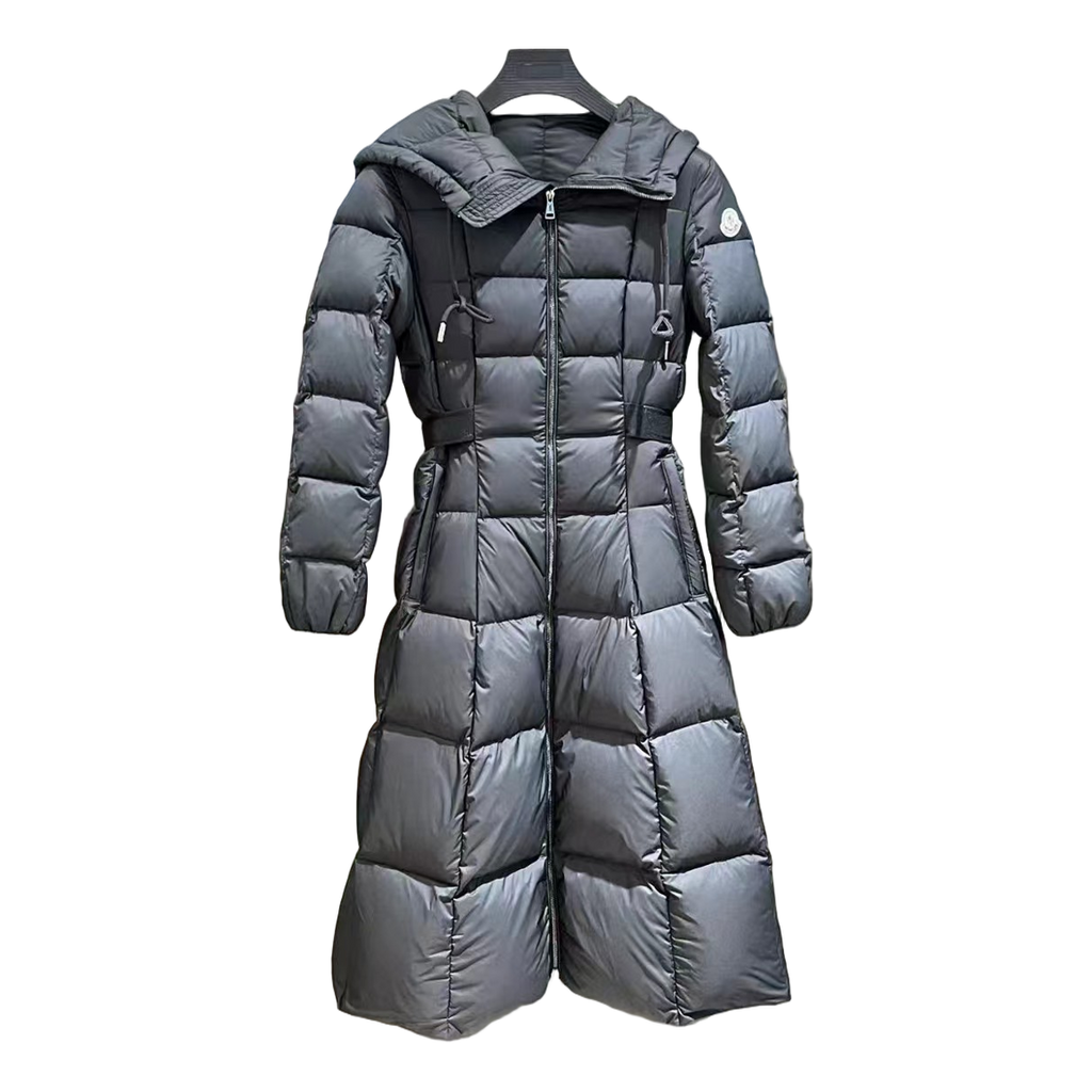 Moncler Faucon Hooded Long Puffer Coat – Black Long Hooded Coat Premium Down
