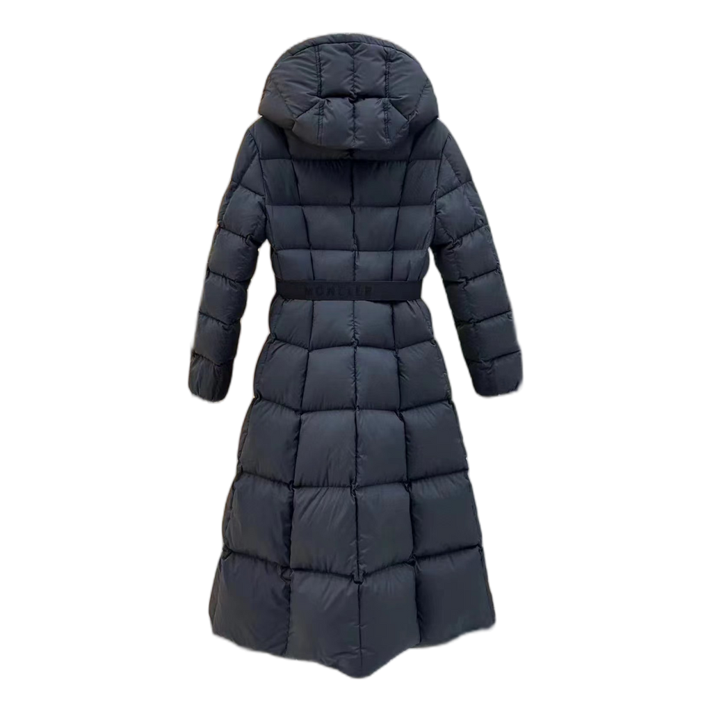 Moncler Drawstring-Hood Fitted Long Puffer Coat – Black Fitted Long Coat Drawstring Hood