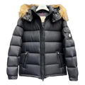 Moncler Fur-Trim Hooded Puffer Jacket – Black Full Length Premium Down