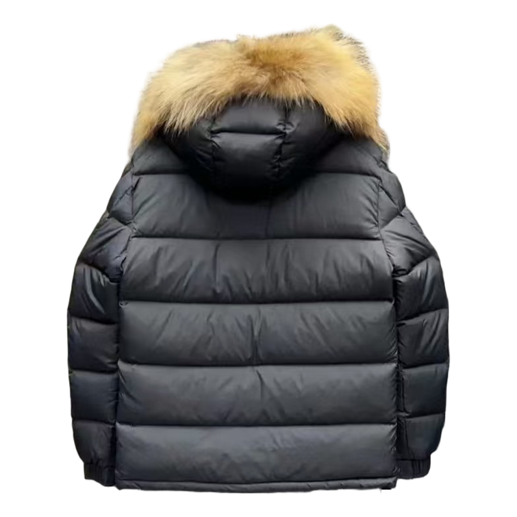 Moncler Fur-Trim Hooded Puffer Jacket – Black Full Length Premium Down