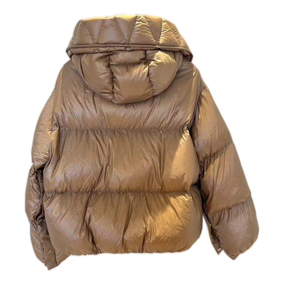 Moncler Borey Hooded Puffer Jacket – Bronze Structured Hood Premium Down Burnished Luxury
