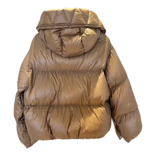 Moncler Borey Hooded Puffer Jacket – Bronze Structured Hood Premium Down Burnished Luxury