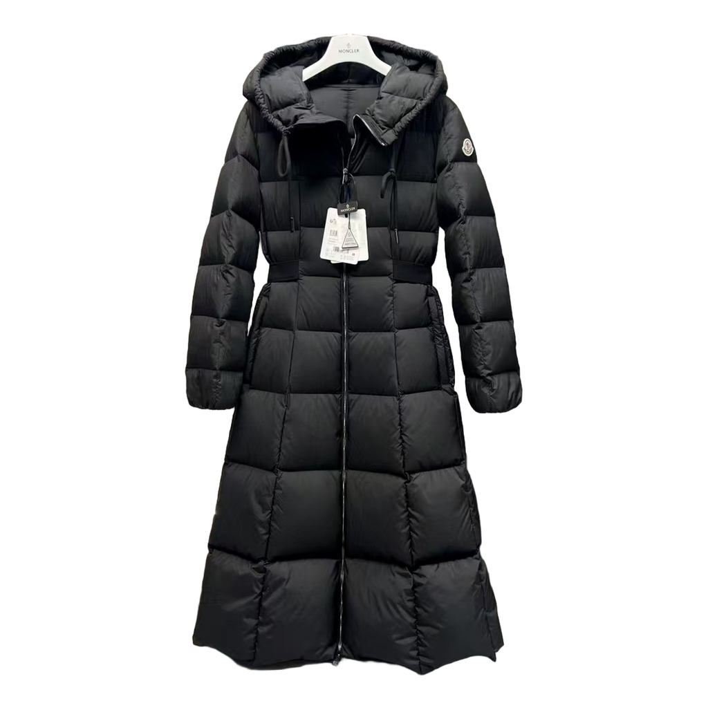 Moncler Fitted Long Hooded Puffer Coat – Black Fitted Long Coat Premium Down