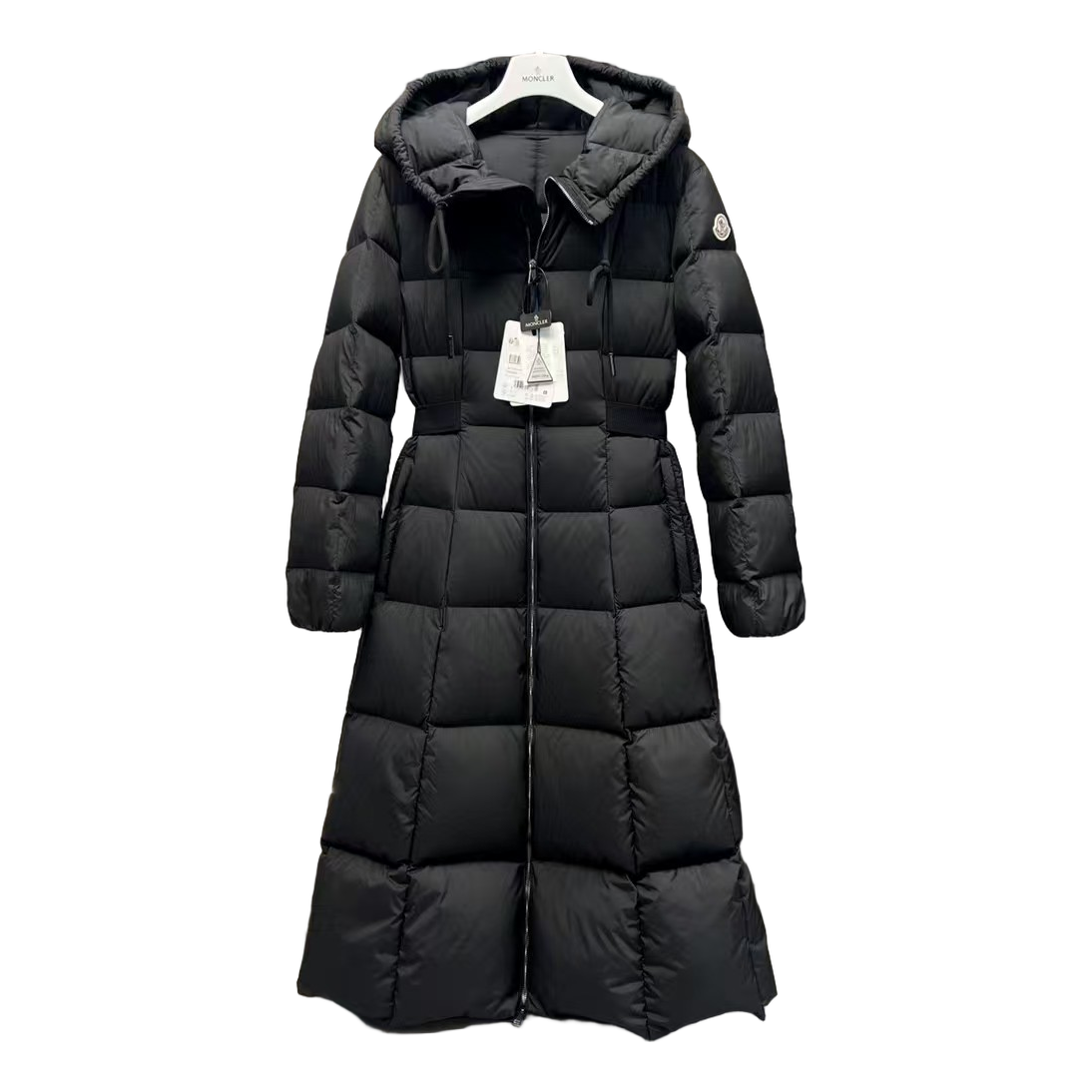 Moncler Fitted Long Hooded Puffer Coat – Black Fitted Long Coat Premium Down