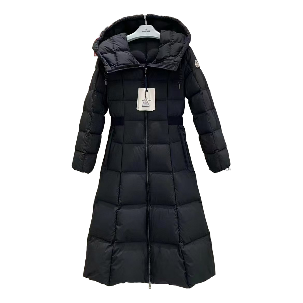 Moncler Fitted Long Hooded Puffer Coat – Black Fitted Long Coat Premium Down