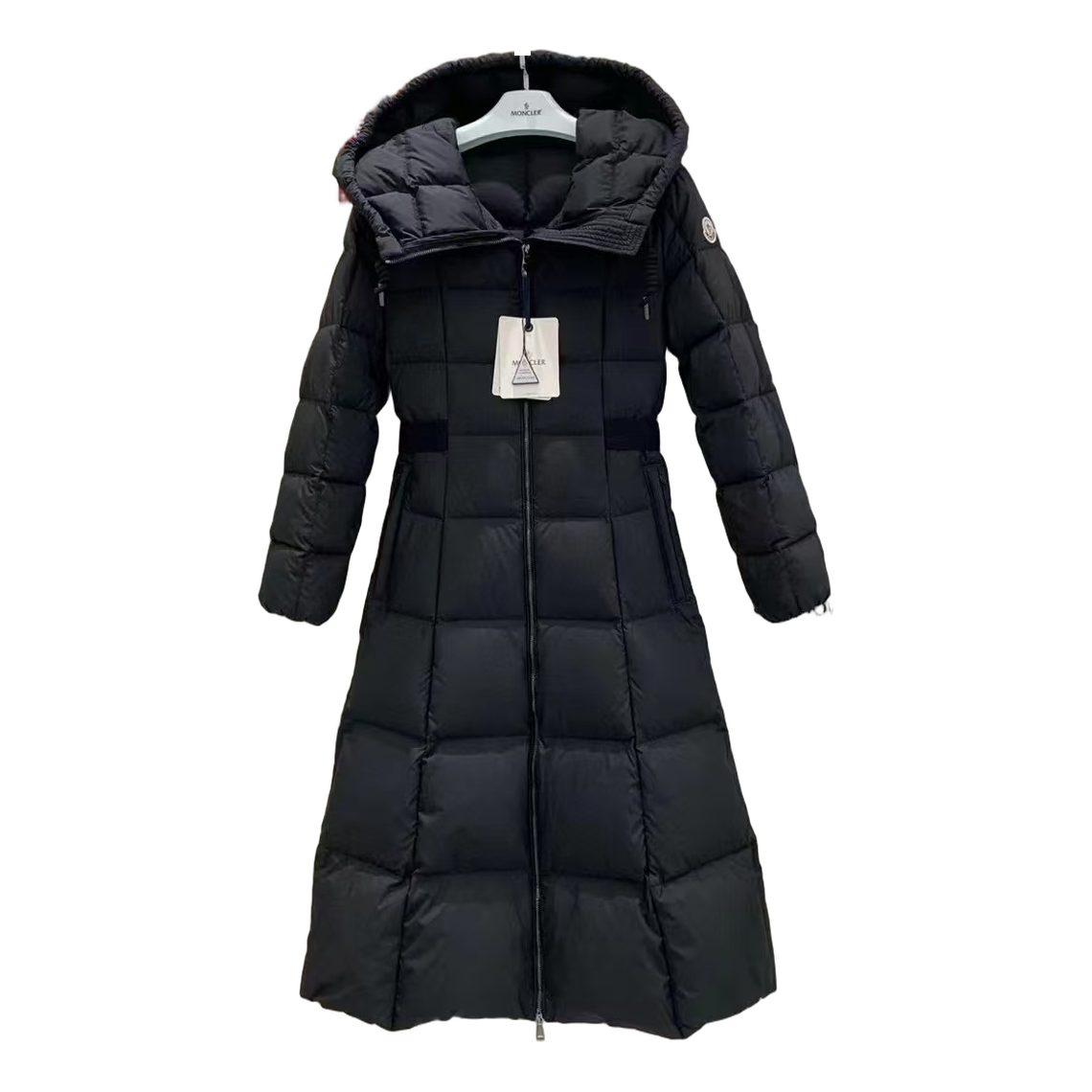 Moncler Fitted Long Hooded Puffer Coat – Black Fitted Long Coat Premium Down