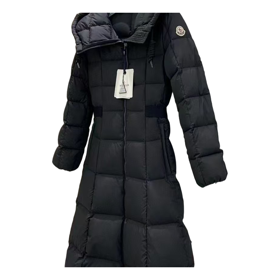 Moncler Fitted Long Hooded Puffer Coat – Black Fitted Long Coat Premium Down