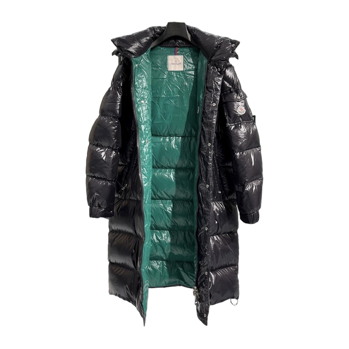 Moncler Hanoverian Glossy Hooded Long Puffer Coat – High-Shine Premium Down