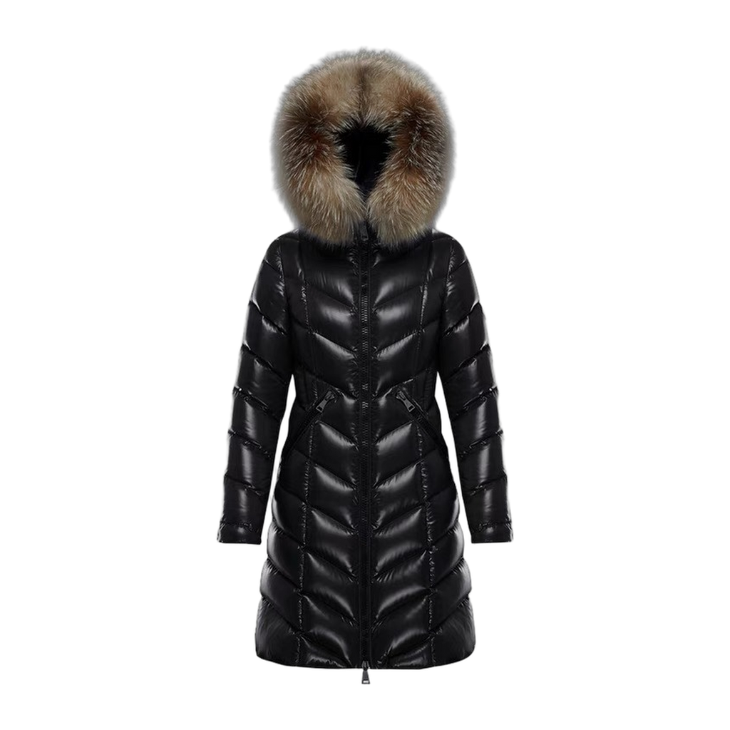 Moncler Fulmarus Chevron-Quilted Fur-Trim Long Coat – Chevron Quilt Fur Trim Premium Down