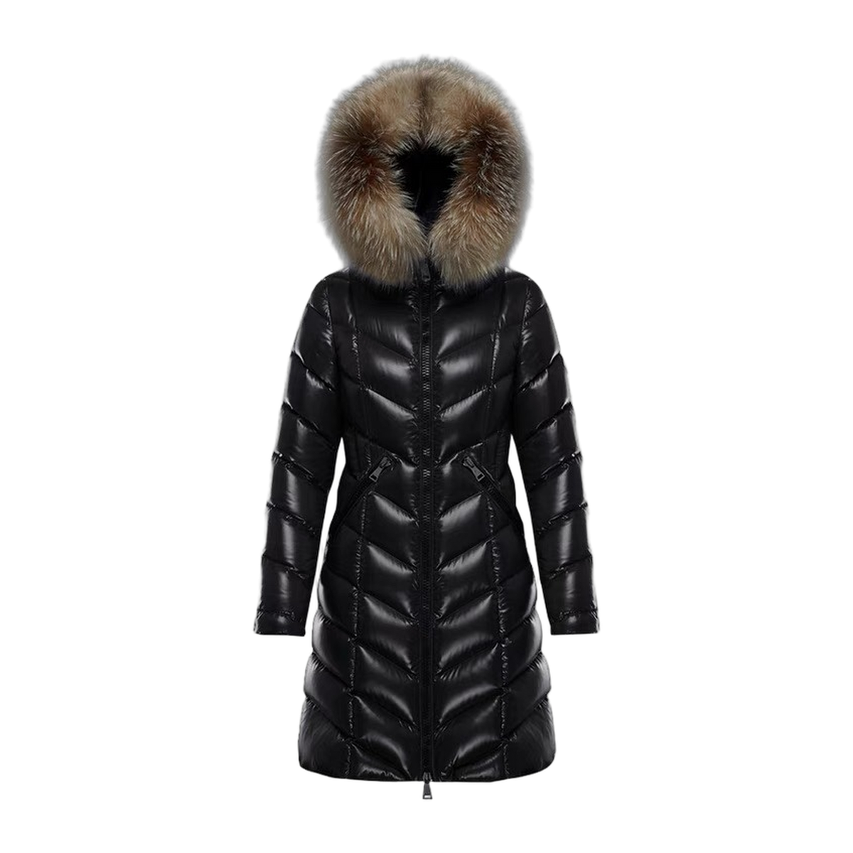 Moncler Fulmarus Chevron-Quilted Fur-Trim Long Coat – Chevron Quilt Fur Trim Premium Down