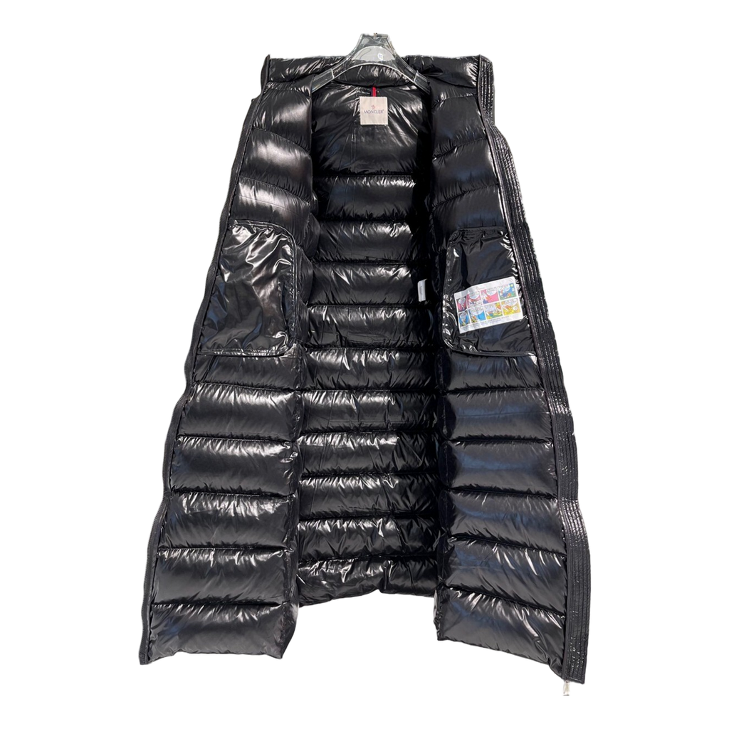 Moncler Glossy Fur-Trim Hooded Long Puffer Coat – Glossy Shell Premium Down