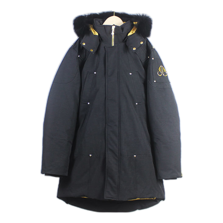 Moose Knuckles Stag Lake Parka – Gold Trim & Fur Hood in Black