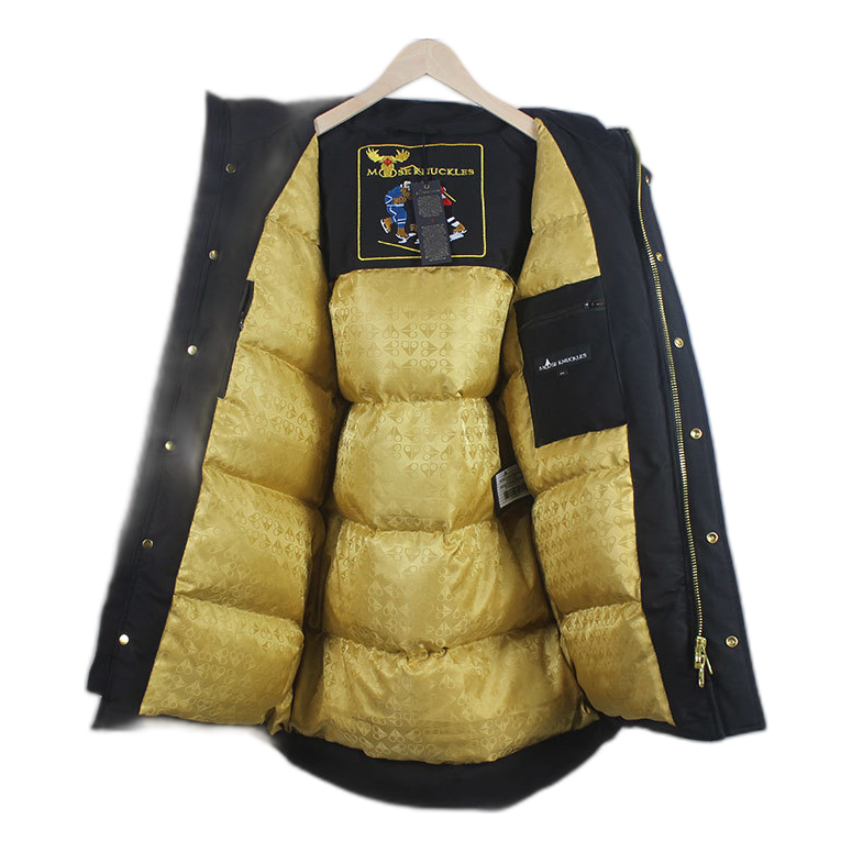Moose Knuckles Stag Lake Parka – Gold Trim & Fur Hood in Black