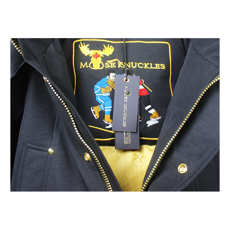 Moose Knuckles Stag Lake Parka – Gold Trim & Fur Hood in Black