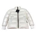 Moose Knuckles Logo-Zip Quilted Puffer Bomber – Off White