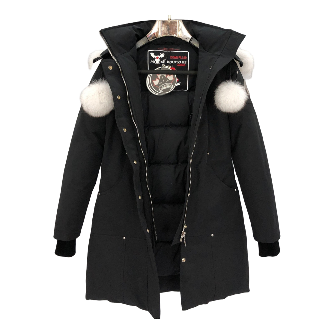 Moose Knuckles Stirling Pom-Pom Parka – White Fur Trim Collection
